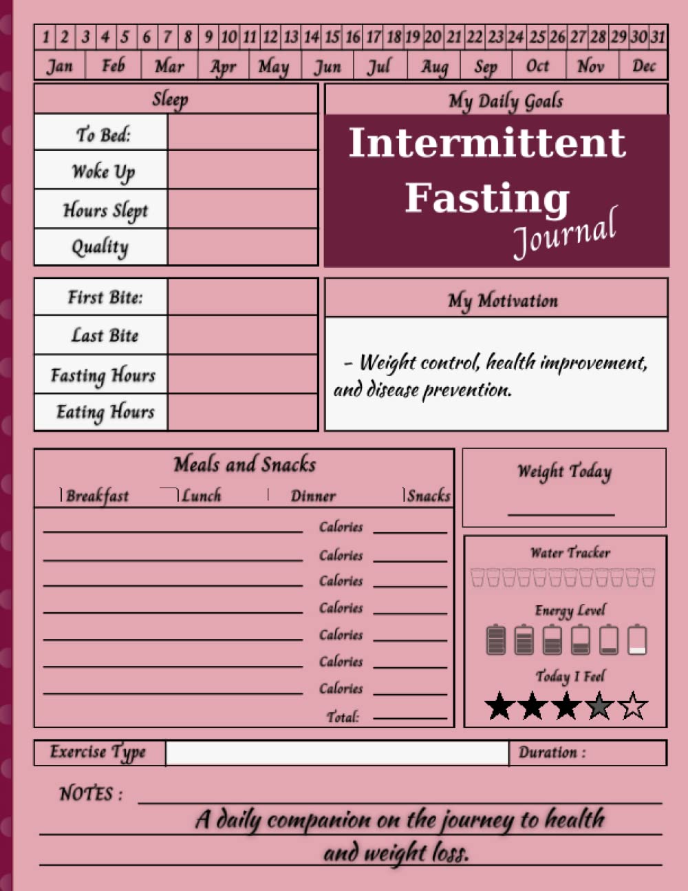 Intermittent Fasting Journal and Tracker: Fasting Journal for Women, Food Logbook for the Intermediate Fast Diet, Weight Loss Journal Intermittent Fasting