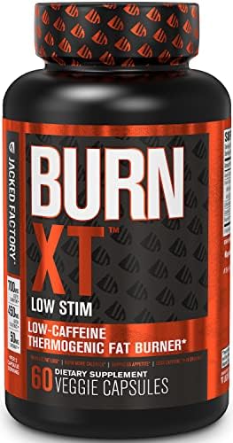 Jacked Factory Burn-XT Low Stim, Low Caffeine Weight Loss Supplement - Thermogenic Fat Burner and Appetite Suppressant for Weight Loss with Green Tea Extract, Capsimax, & More - 60 Diet Pills