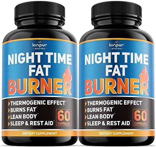 Kinpur Pharma Night Time Fat Burner for Men, Women - Weight Loss Supplement, Appetite Suppressant - Diet Pills That Work Fast - Energy, Metabolism Booster - Natural Plant Extract - 120 Caps in Total