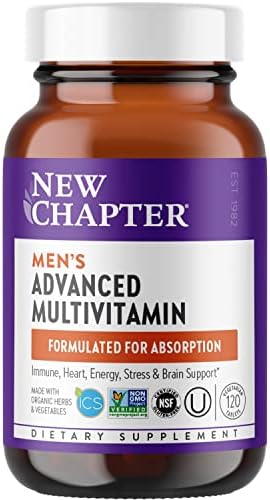 New Chapter Men's Multivitamin, Every Man, Fermented with Probiotics + Selenium + B Vitamins + Vitamin D3 + Organic Non-GMO Ingredients - 120 ct