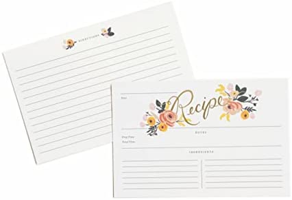 Rifle Paper Co. Peony Recipe Cards, Pack of 12, Organize Your Cooking Prowess, Make the Kitchen Easy, Cute and Fashionable, Make it Easy to Access your Favorite Recipes