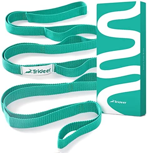 Trideer Stretching Strap Yoga Strap Yoga Band for Physical Therapy, 10 Loop Non-Elastic Yoga Straps for Stretching, Pilates, Exercise & Dancing, Stretch Band with Aesthetic Packaging for Women & Men