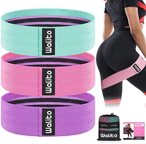 WALITO Resistance Bands for Legs and Butt, Fabric Exercise Loop Bands Yoga, Pilates, Rehab, Fitness and Home Workout, Strength Bands for Booty