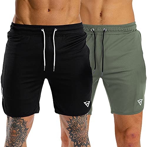 Wangdo Men's Workout Shorts 7" Running Shorts Athletic Bike Shorts Gym Shorts for Men with Zipper Pocket