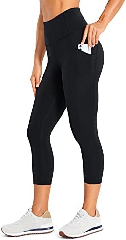 CRZ YOGA Womens Brushed Naked Feeling Workout Capri Leggings Pockets 19" - High Waisted Gym Athletic Tummy Control Yoga Pants
