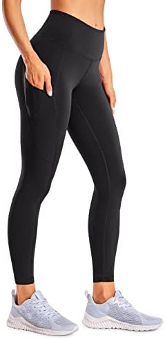 CRZ YOGA Women's Naked Feeling Workout Leggings 25 Inches - High Waisted Yoga Pants with Side Pockets Athletic Running Tights