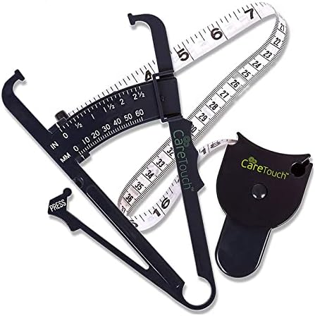 Care Touch Skinfold Body Fat Caliper Set, Measure Tape Included