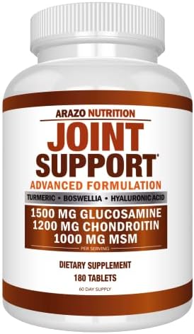 Glucosamine Chondroitin Turmeric Msm Boswellia - Joint Support Supplement for Relief 180 Tablets - Arazo Nutrition