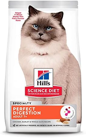 Hill's Science Diet Senior Adult 7+ Dry Cat Food, Perfect Digestion, Chicken Recipe, 3.5 lb. Bag